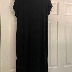 Old Navy Black Ribbed Midi Dress Crew Neck